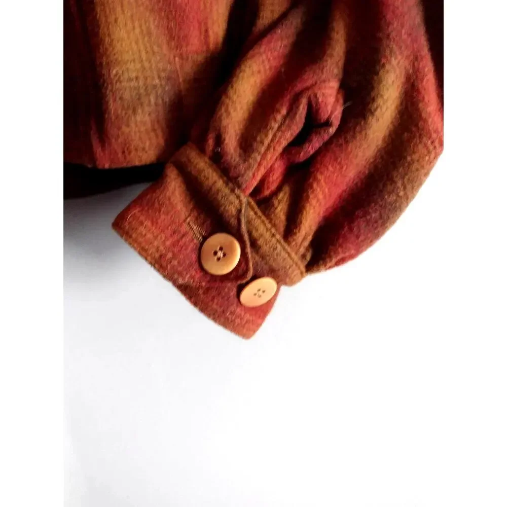 80s Banana Republic Mill Valley Vintage Wool Jacket Small Plaid Coat Cabincore